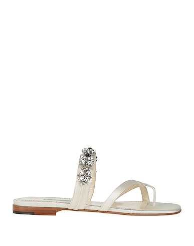 MANOLO BLAHNIK Flip flops Ivory Textile fibres