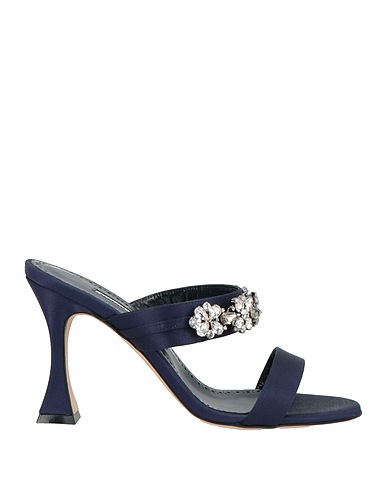 MANOLO BLAHNIK Sandals Navy blue Textile fibres