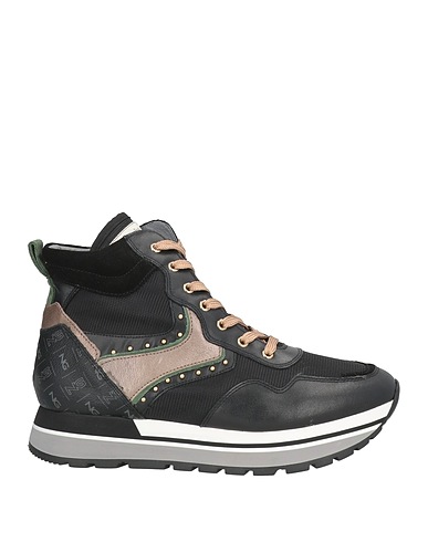 NERO GIARDINI Sneakers Black Leather, Textile fibres
