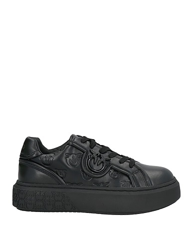 PINKO Sneakers Black Calfskin, Textile fibers