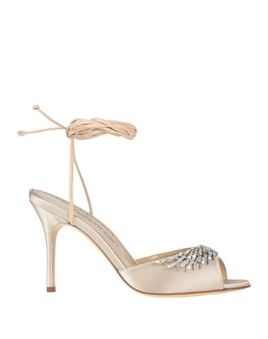 MANOLO BLAHNIK Sandales Gris clair Fibres textiles