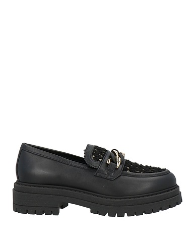 NERO GIARDINI Loafers Black Leather, Textile fibres
