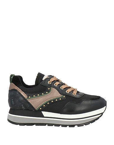 NERO GIARDINI Sneakers Black Leather, Textile fibers