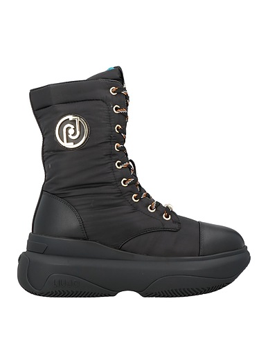 LIU •JO Ankle boot Black Leather, Textile fibres