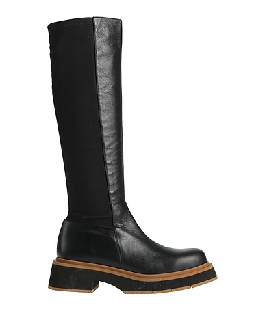 PALOMA BARCELÓ Boots Black Leather, Elastic fibres