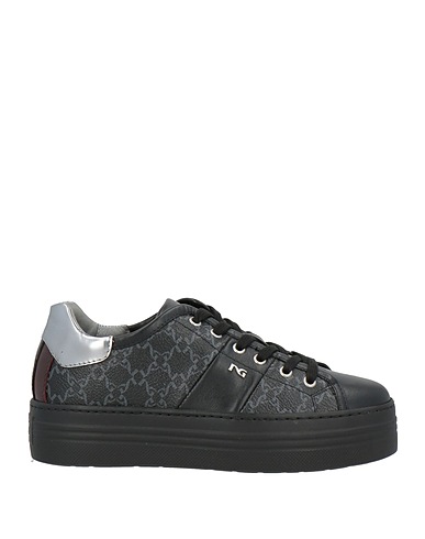 NERO GIARDINI Sneakers Black Leather, Textile fibers