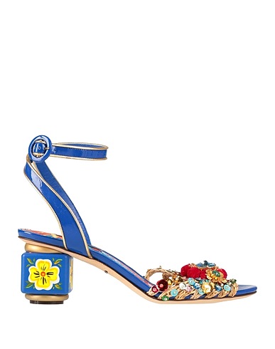 DOLCE&GABBANA Sandals Blue 60% Viscose, 30% Calfskin, 10% Lambskin