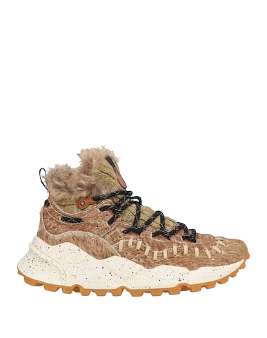 FLOWER MOUNTAIN® Sneakers Light brown Leather, Textile fibres