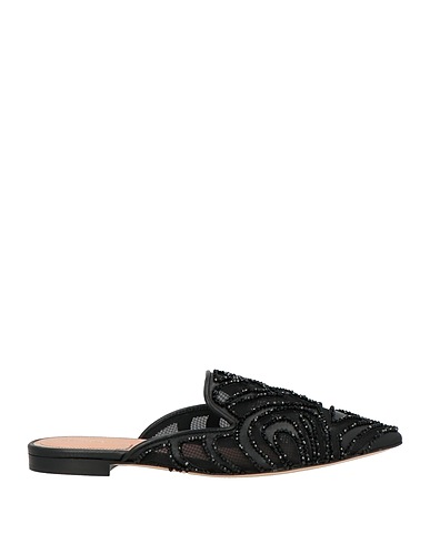 ALBERTA FERRETTI Mules and clogs Black Leather, Textile fibers