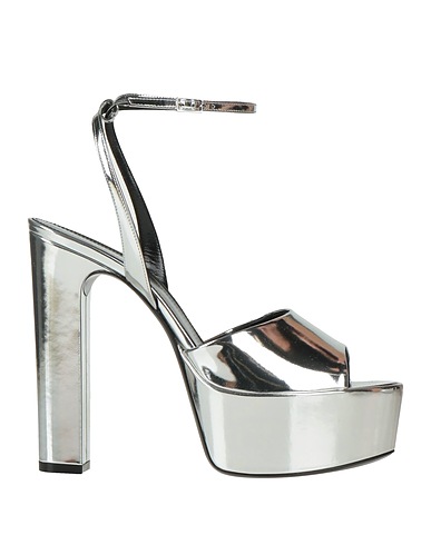 SAINT LAURENT Sandals Silver Leather