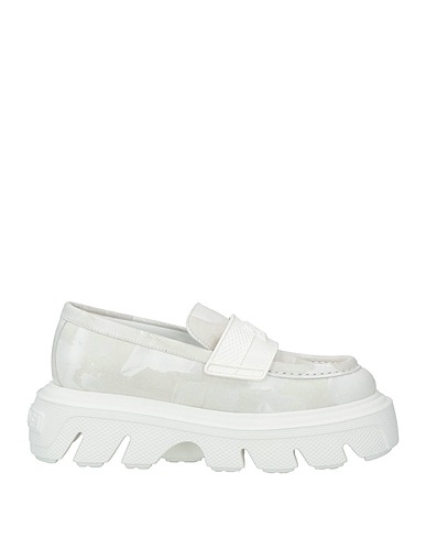 CASADEI Loafers White Leather, Rubber