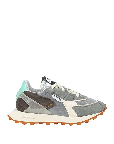 RUN OF Sneakers Grey Leather, Textile fibres