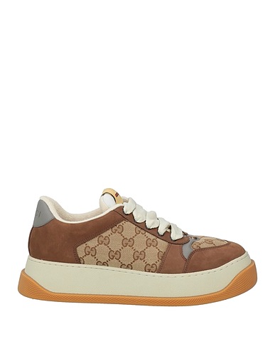 GUCCI Sneakers Brown Leather, Textile fibers