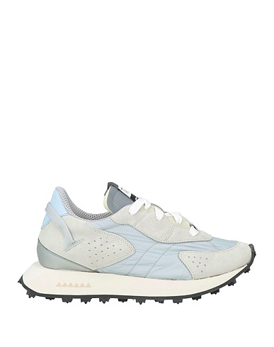 RUN OF Sneakers Sky blue Leather, Textile fibres