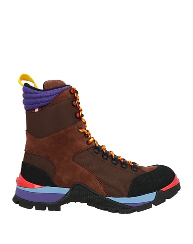BALLY Ankle boot Brown Leather, Textile fibers