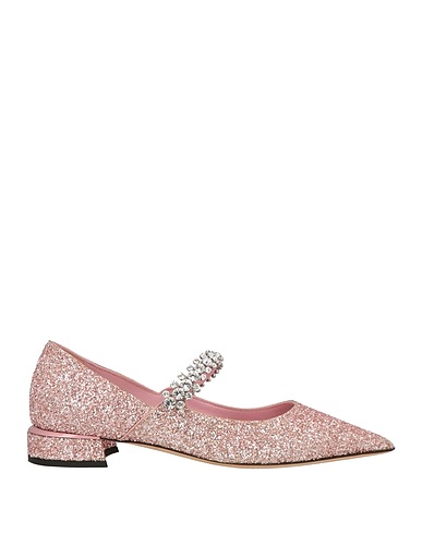 JIMMY CHOO Footwear Pink Leather, Textile fibers