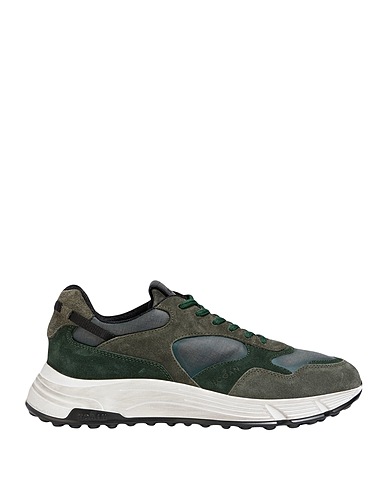 HOGAN Sneakers Dark green Leather, Textile fibres