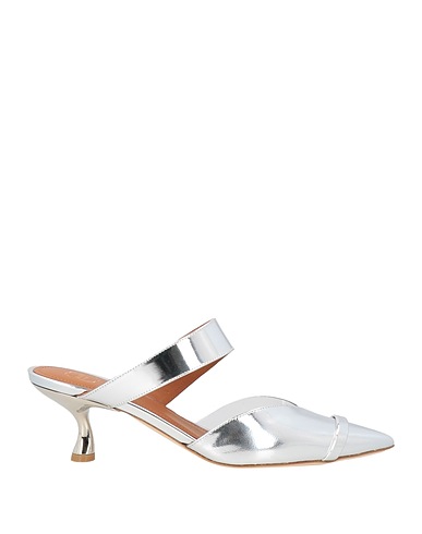 MALONE SOULIERS Mules and clogs Silver Leather, Textile fibres