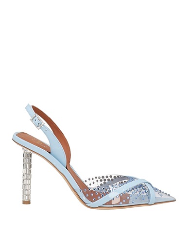 MALONE SOULIERS Pump Sky blue Leather, Textile fibers