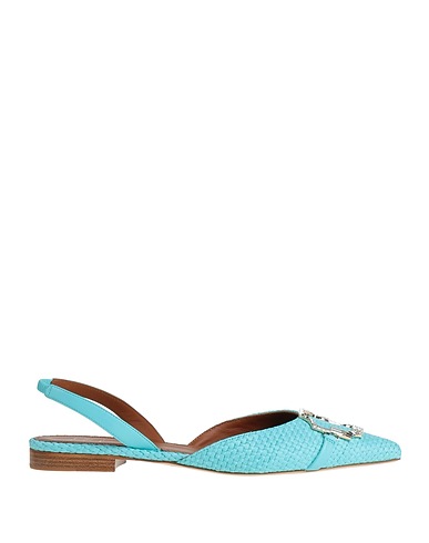 MALONE SOULIERS Footwear Turquoise Leather, Textile fibers