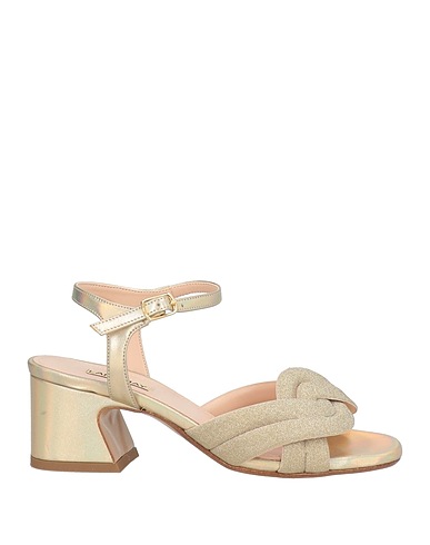 LARA MAY Sandals Gold Textile fibres, Leather