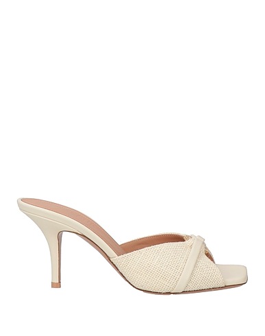 MALONE SOULIERS Sandals Ivory Leather, Textile fibers
