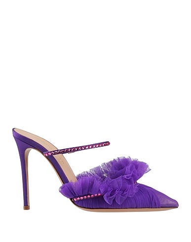 ANDREA WAZEN Mules and clogs Purple Textile fibers, Swarovski® Crystal