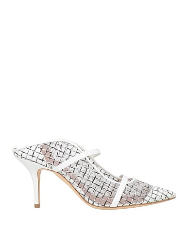 MALONE SOULIERS Mules and clogs White Leather, Textile fibres