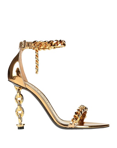 TOM FORD Sandals Gold Calfskin, Aluminum, Brass