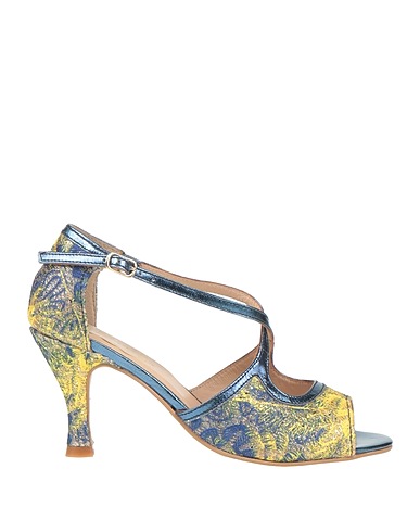 DORA Sandals Yellow Leather, Textile fibers