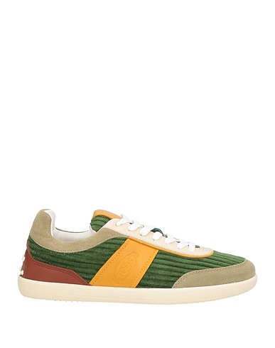 TOD'S Sneakers Green Leather, Textile fibers