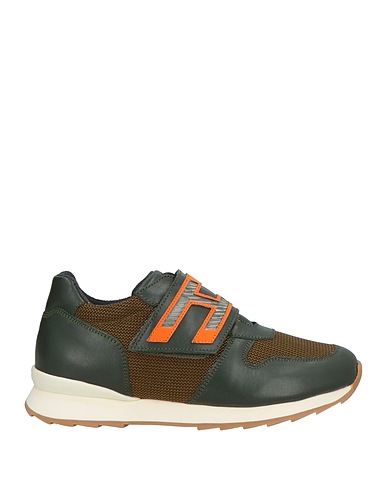 HOGAN Sneakers JUNIOR Verde militare Pelle, Fibre tessili