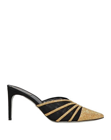 RENE' CAOVILLA Mule e zoccoli Nero Fibre tessili, Altre Fibre