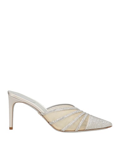 RENE' CAOVILLA Mules and clogs Light grey Textile fibres, Other Fibres