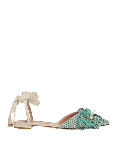 ELISABETTA FRANCHI Ballerine Verde chiaro Fibre tessili, Pelle