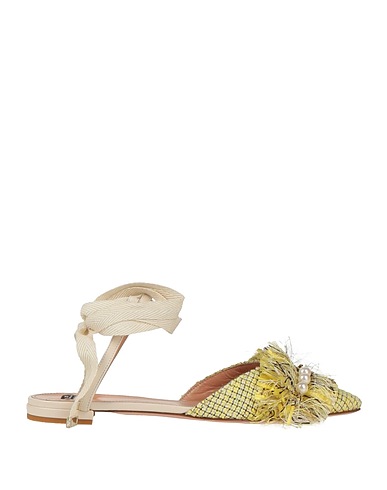 ELISABETTA FRANCHI Ballet flats Yellow Textile fibres, Leather
