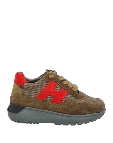 HOGAN Sneakers JUNIOR Khaki Leather, Textile fibres