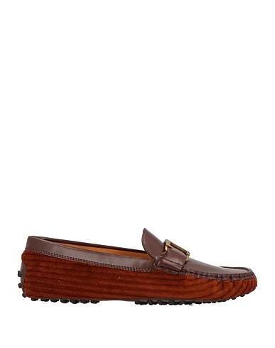 TOD'S Loafers Brown Leather, Textile fibres