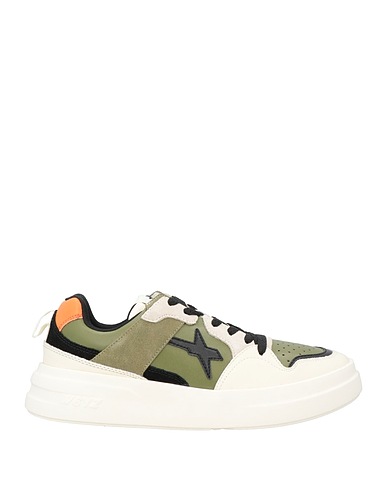 W6YZ Sneakers Military green Calfskin, Textile fibres
