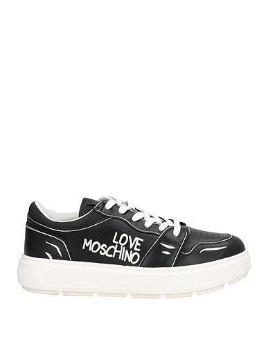 LOVE MOSCHINO Sneakers Black Leather, Textile fibers