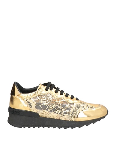 CASADEI Sneakers Gold Leather, Textile fibers