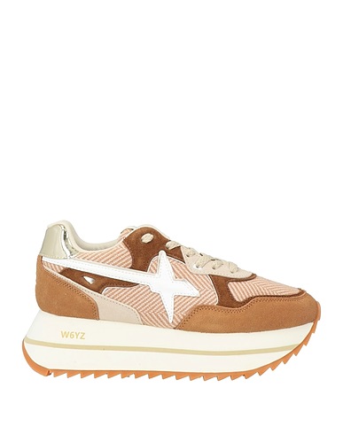 W6YZ Sneakers Brown Leather, Textile fibres
