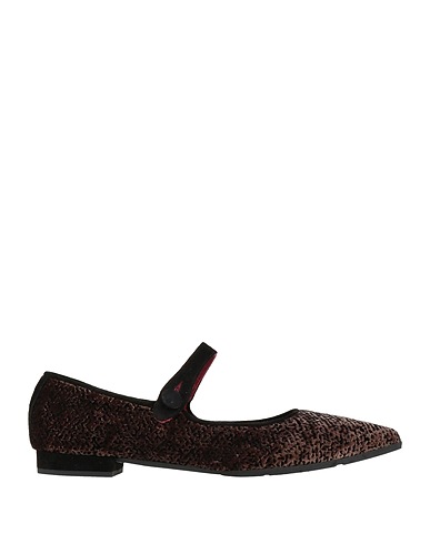 THERESA Footwear Dark brown Textile fibers, Leather