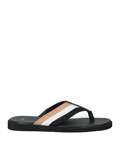 BOSS Flip flops Black Textile fibers, Leather