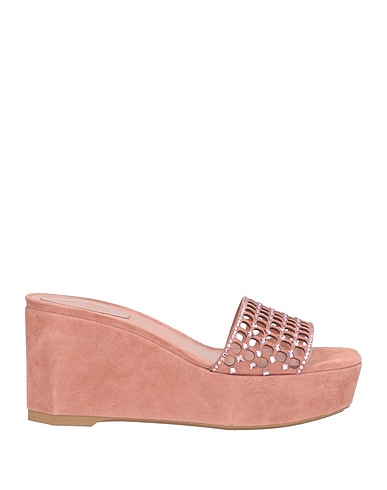 RENE' CAOVILLA Sandals Blush Leather, Textile fibres