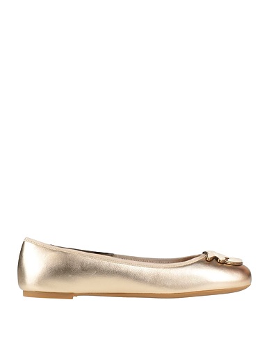 PINKO Ballet flats Gold Calfskin, Textile fibres