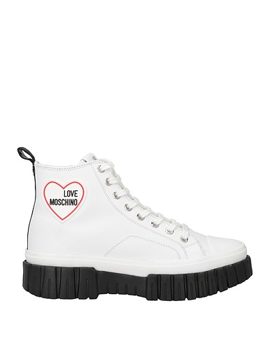 LOVE MOSCHINO Sneakers White Calfskin, Textile fibers