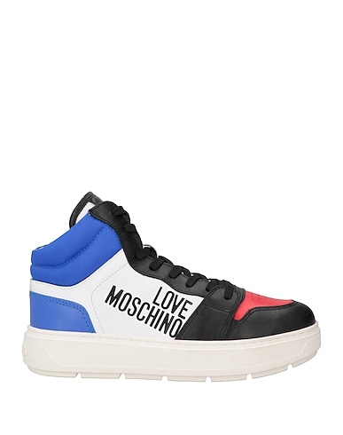 LOVE MOSCHINO Sneakers White Leather, Textile fibers