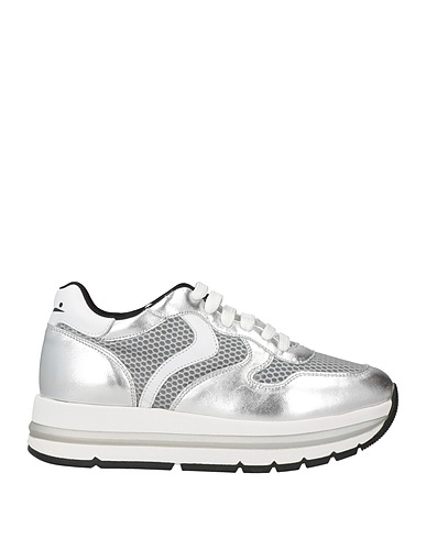 VOILE BLANCHE Sneakers Silver Leather, Textile fibers