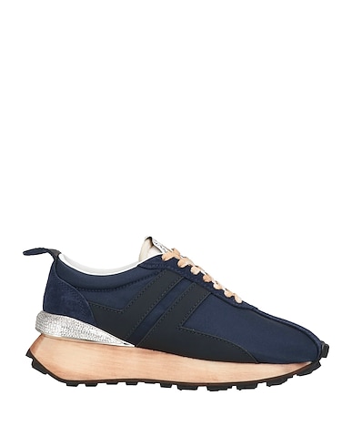 LANVIN Sneakers Midnight blue Leather, Textile fibers
